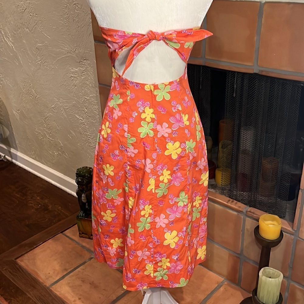 Vintage Lilly Pulitzer Garnichuri Orange Floral Strapless Dress, size 2! - Picture 5 of 11
